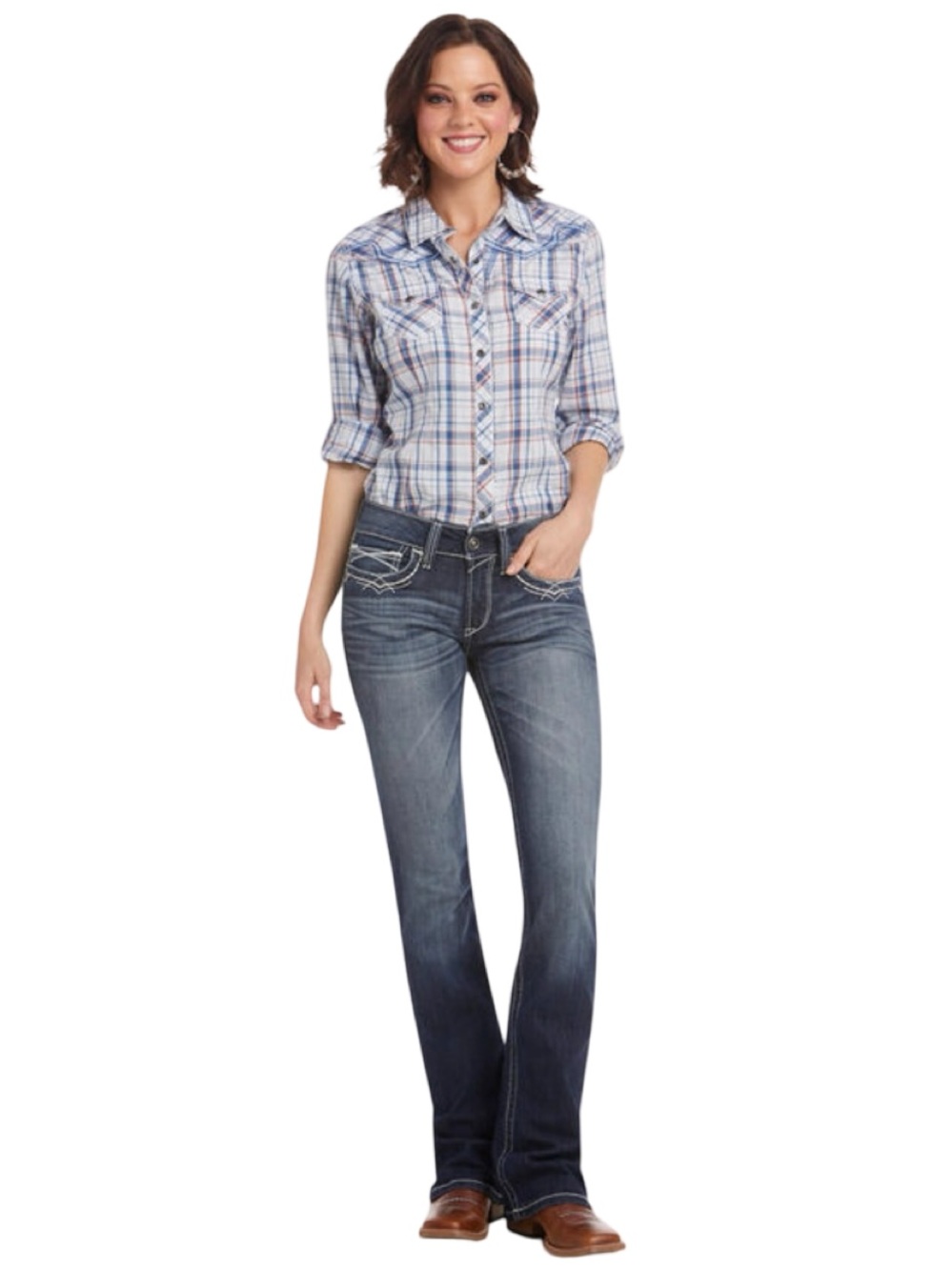 Ariat Women's R.E.A.L. Entwined Mid Rise Bootcut Denim Jeans Size 28L